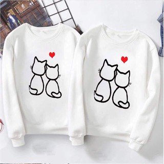 Áo đôi thu đông in hình con mèo siêu đẹp