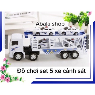 Đồ chơi ô tô cho bé - xe tải chở xe cảnh sát siêu rẻ