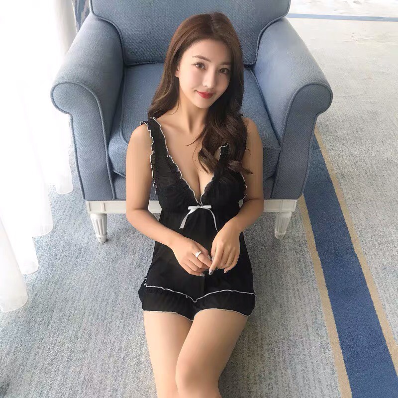 Đồ ngủ nữ/ Váy ngủ sexy/ Đầm ngủ viền bèo ren mềm mại bồng bềnh CICI BONITA CV34