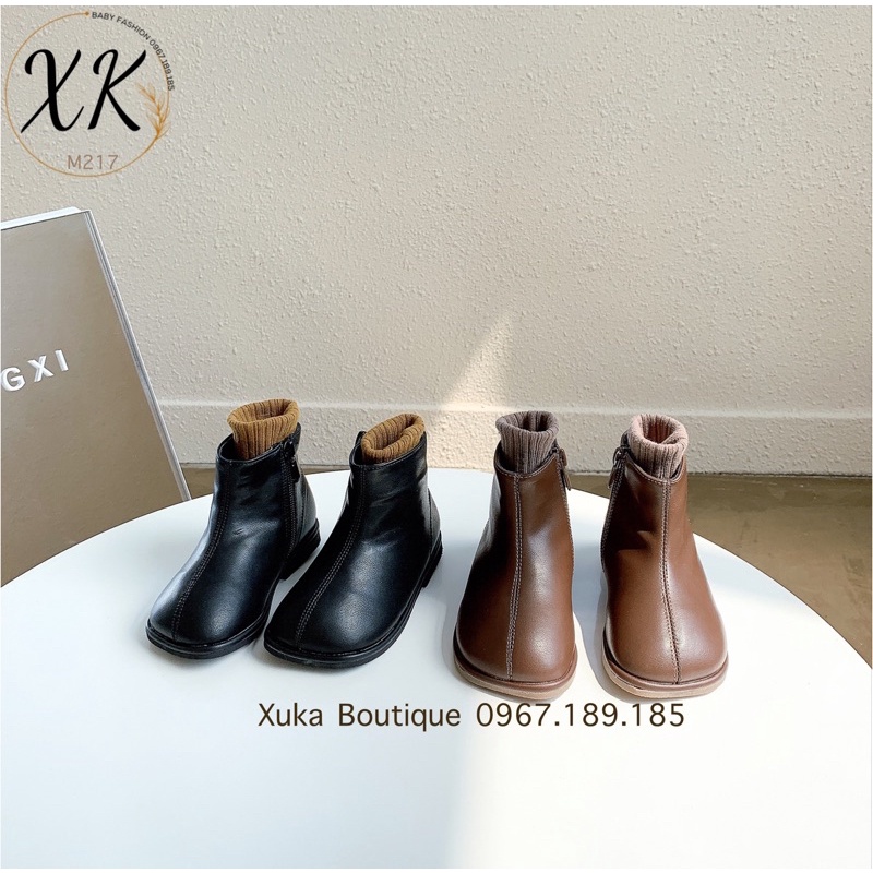 Giày Bé Gái Cao Cấp Hàn Quốc - Giày Bốt Da Thật Siêu Mềm [Ảnh, Video thật]