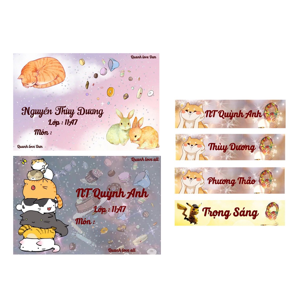 in nhãn vở và miếng dán tên đồ dùng học tập theo yêu cầu