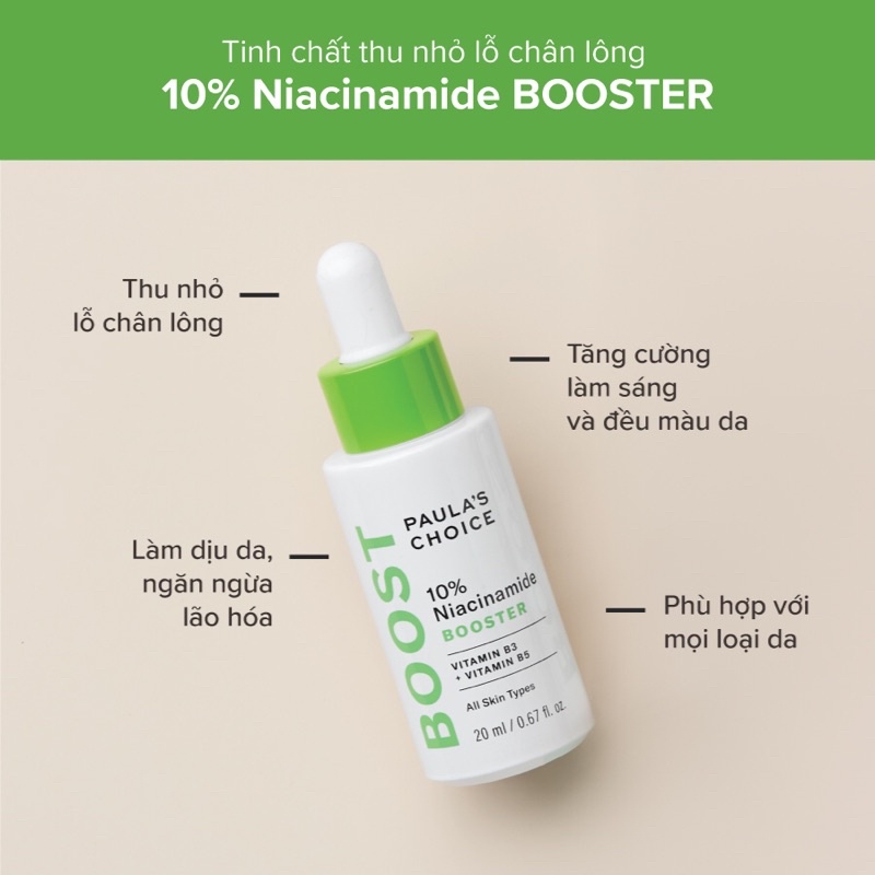 Tinh chất se khít lỗ chân lông làm sáng da Paula’s Choice 10% Niacinamide Booster 20ml