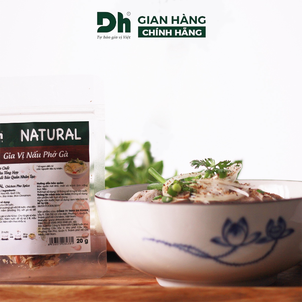 Gia vị nấu bún bò huế Natural DH Foods nêm sẵn thành phần tự nhiên gói 25gr