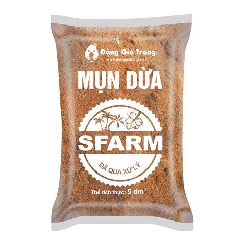 GIÁ THỂ MỤN DỪA ĐÃ QUA XỬ LÝ SFARM - Gói 5dm3