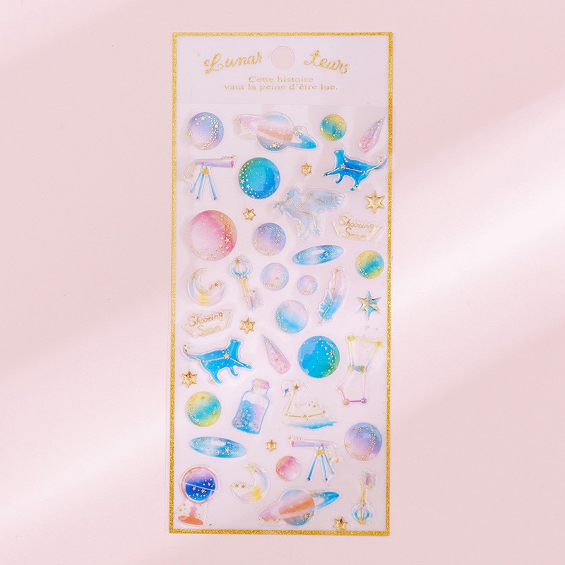 Nhãn dán đá Magic Planet Crystal Epoxy Sticker đá lấp lánh trong suốt trang trí điện thoại sổ tay nhật ký sáng tạo ND41