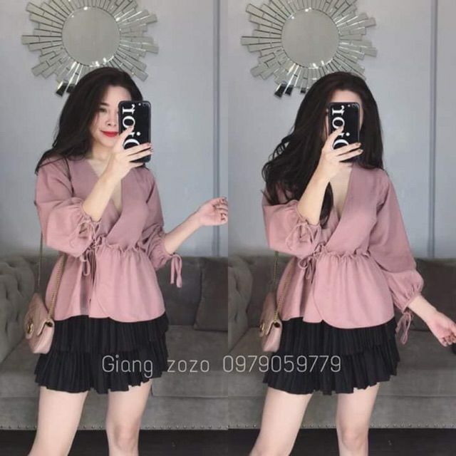 Áo baby doll vạt chéo