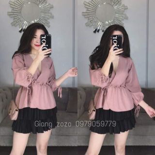 Áo baby doll vạt chéo