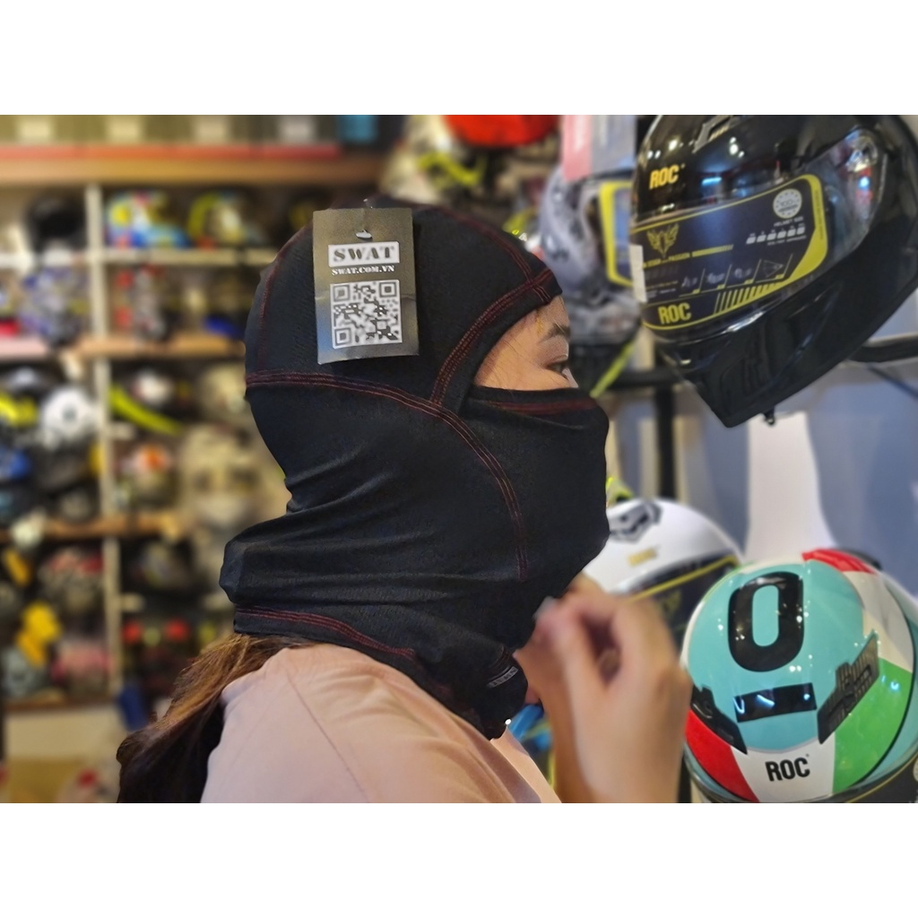 SWAT F1 Khăn Trùm Đầu Mẫu Mới 2022 - Phối Chỉ Đỏ Cao Cấp MẪU O3