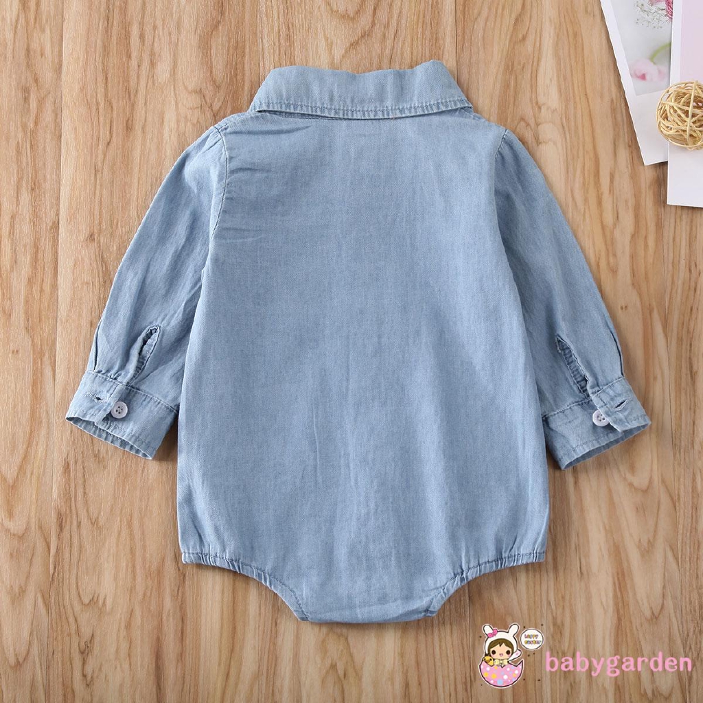 Bộ áo liền thân bằng vải denim dài tay in chữ &quot;Big Sister&quot; đáng yêu