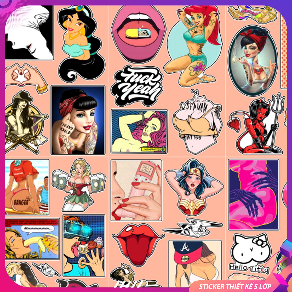 Sticker Chủ Đề Sexy Woman | Sticker Dán Laptop Chất Liệu PVC 5 Lớp Chống Nước Cắt Sẵn Từng Hình