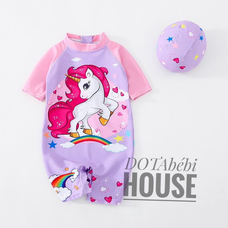nhiều mẫu 7-22kg có nón Đồ bơi liền thân mẫu chim hồng hạc và cá voi ngựa pony tím cho bé gái - DOTAbébi HOUSE SW0313.18