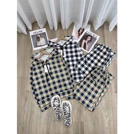 Set đồ nữ năng động, set đồ caro kèm nón thể thao chất đẹp ( &lt; 55kg )