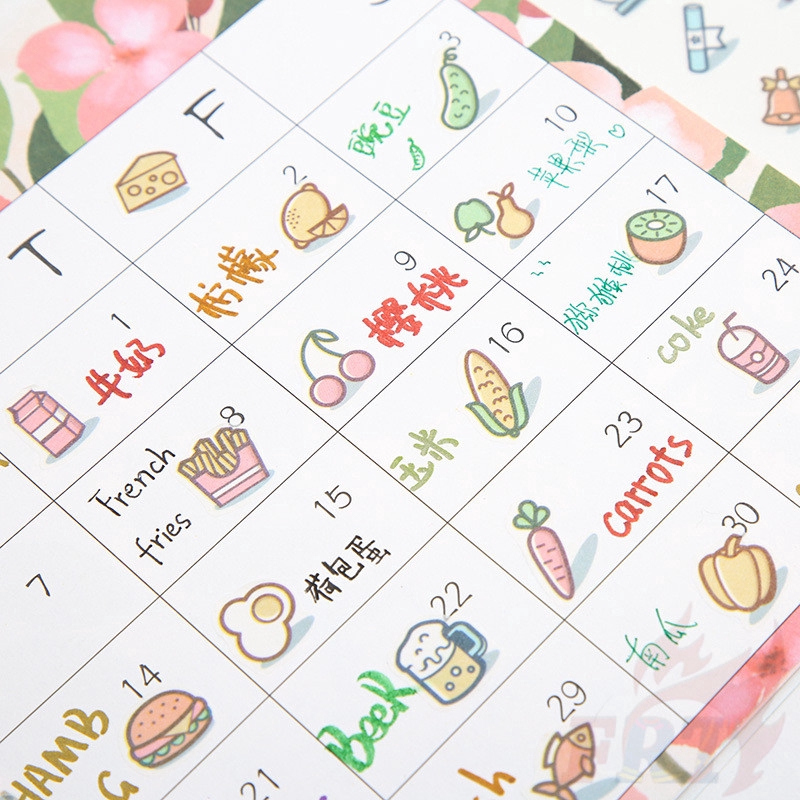 > Ready Stock < ❉ Diary Label Giấy và decal dán tường ❉6Sheet/Set DIY Diary Scrapbooking Decals Stickers