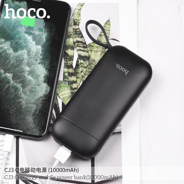 Pin sạc dự phòng 10000mah hoco CJ3 kiêm dây sạc đi kèm