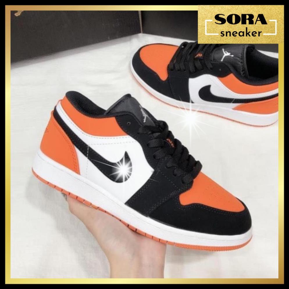 Giày Thể Thao Nam Nữ/ Sneaker Ⓝⓘⓚⓔ Jordan - JD1 màu cam đen Cổ Thấp Cao cấp chất siêu đẹp