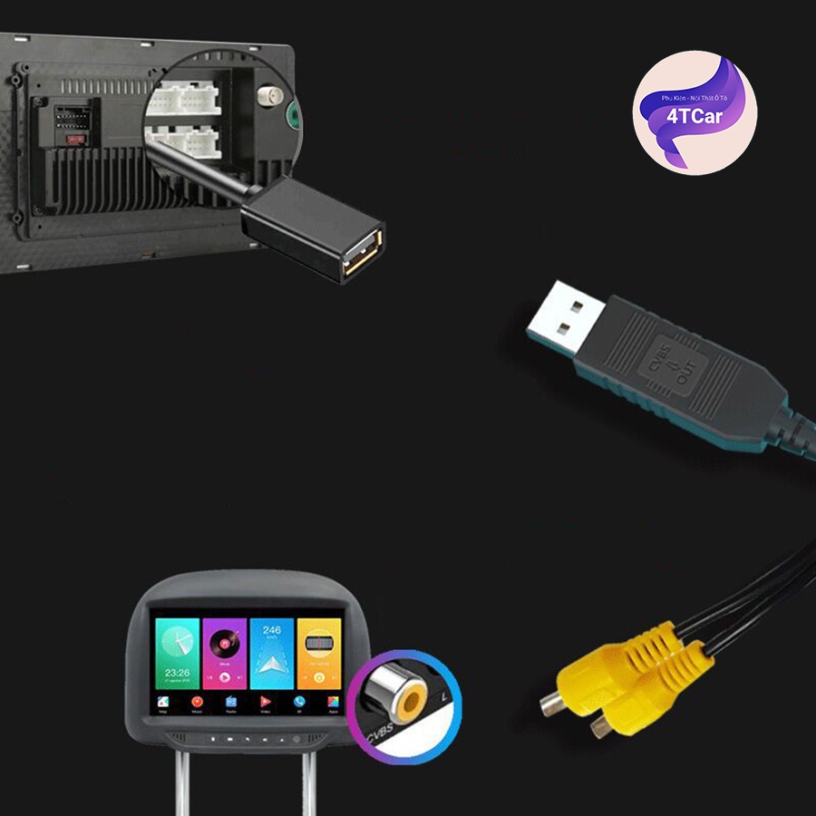 Usb xuất Video out, xuất hình ảnh cho màn hình Android ra màn trần ,màn gối ,màn taplo xe ô tô - xuất videomàn hình ô tô