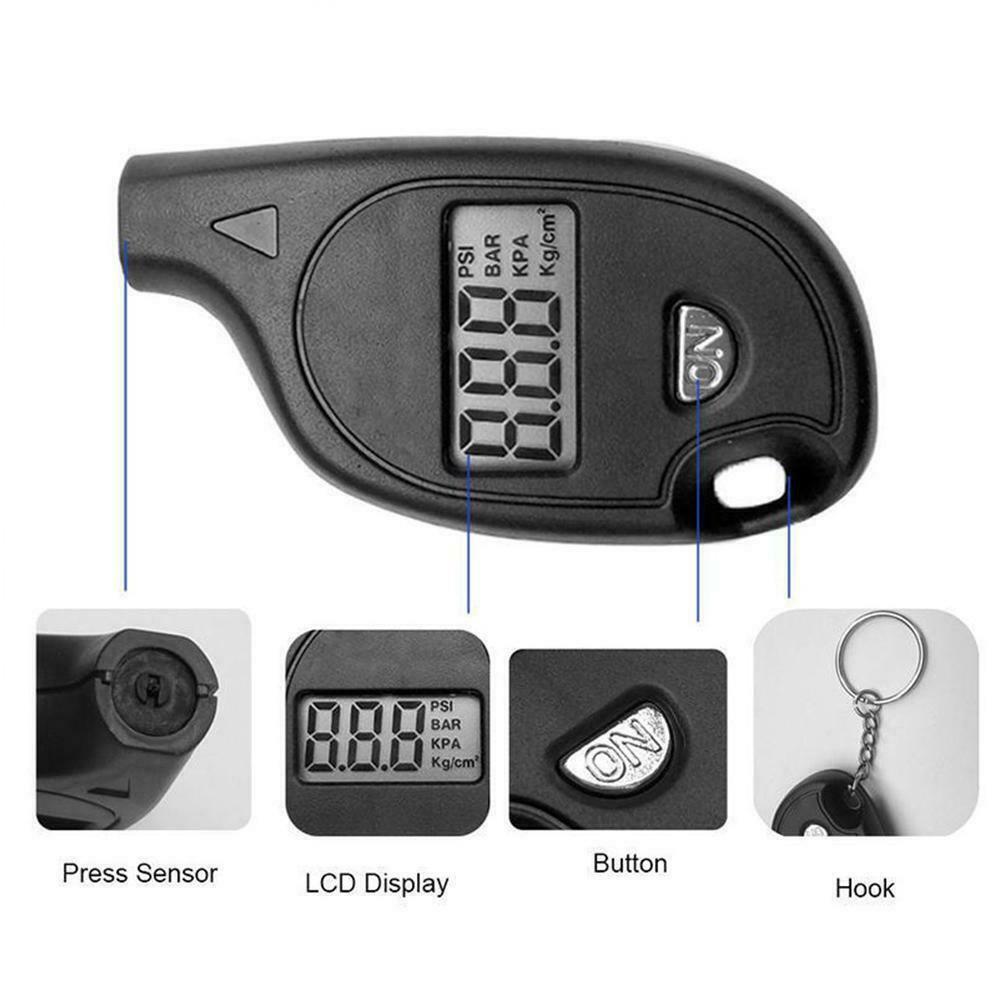 Móc Khóa Mini Kiểm Tra Áp Suất Lốp Xe Có Màn Hình LCD Kỹ Thuật Số