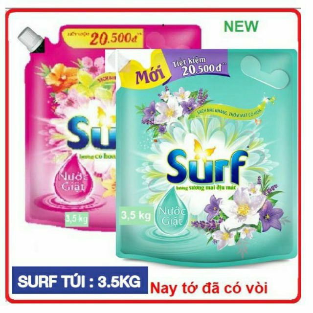 Nước giặt Surf 3.5kg( Hương cỏ hoa diệu kỳ và sương mai dịu mát)