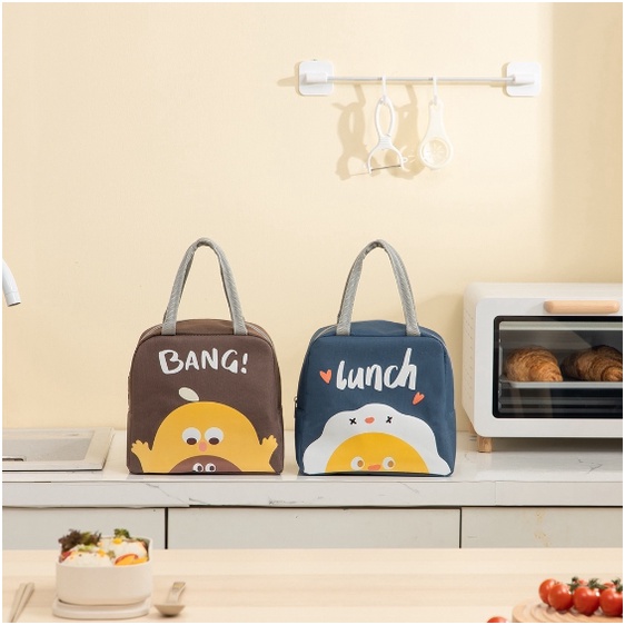 Túi đựng cơm giữ nhiệt Lunch Bag có lớp lót nhôm cách nhiệt, chống thấm nước, hoạ tiết dễ thương đẹp