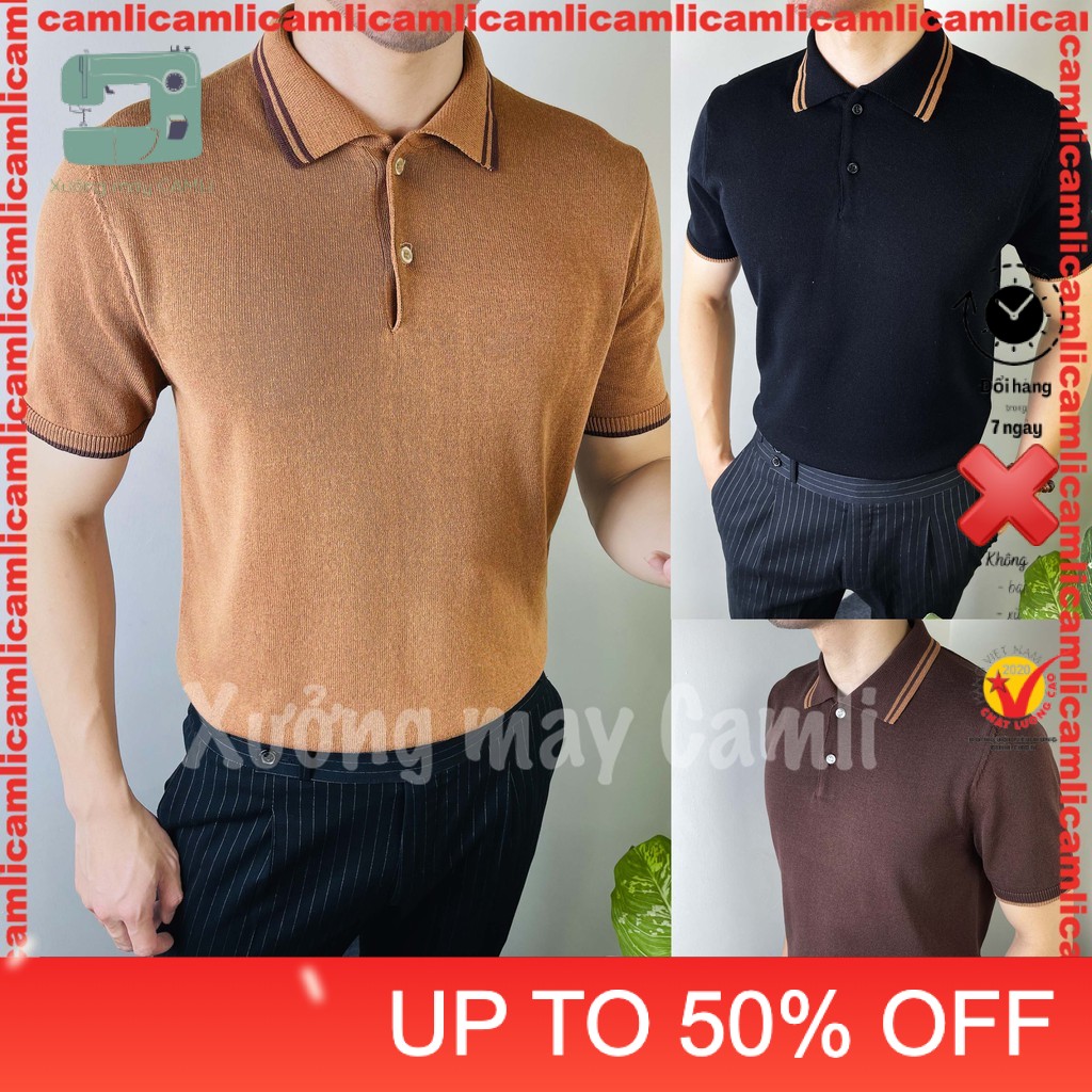 Áo POLO nam KHÔNG ĐƯỜNG CHỈ MAY, kẻ cổ, viền tay, sợi mongtoghi Hàn Quốc cao cấp [KHÔNG BAI XÙ]