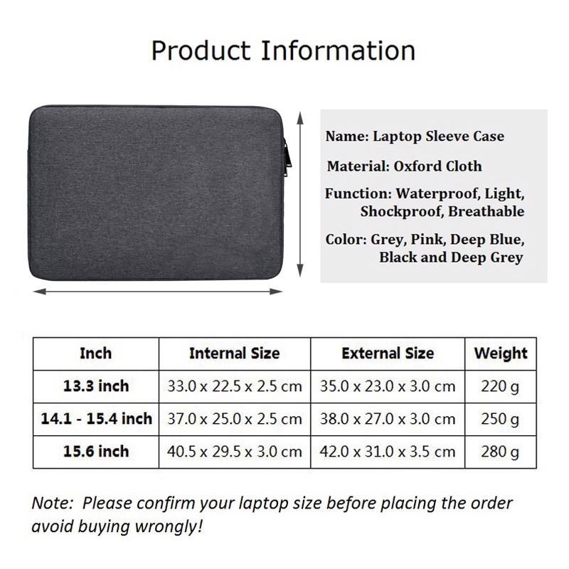 Túi Đựng Laptop Chống Thấm Nước 360 Độ Tiện Dụng° Túi Đựng Bảo Vệ Laptop Bằng Neoprene Mỏng Tương Thích Với Tất Cả Model 13.3-15.6 inch