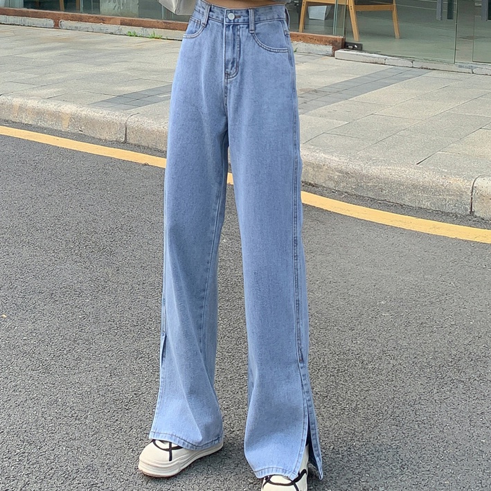 Quần jean dài SUXI lưng cao màu trơn dễ phối đồ thời trang xuân hè cho nữ