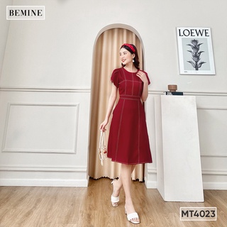 Đầm basic tay búp sen chỉ nổi BEMINE MT4023ĐO