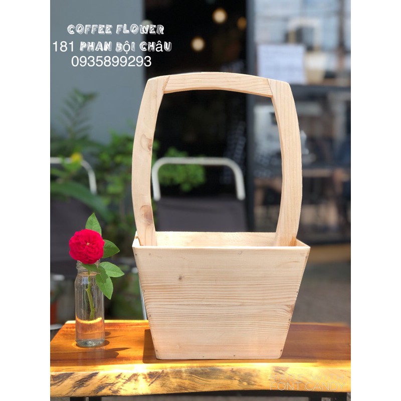 hộp quai gỗ cắm hoa - đựng trái cây