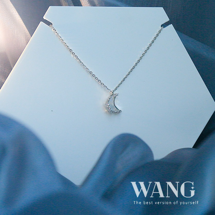 Bộ Hai Vòng cổ Thép 18k Mặt Trăng Ngôi Sao Đính Đá Zircon Đổi Màu Chất Lượng Cao
