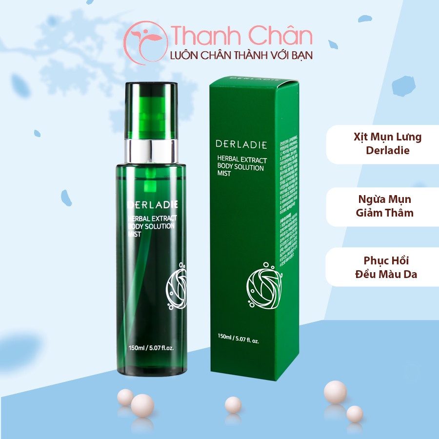 Xịt mụn lưng Derladie Herbal Extract Body Solution Mist 150ml