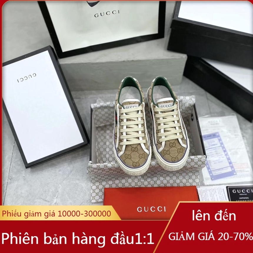 Giày thể thao gucci thêu họa tiết chất liệu canvas cho nữ