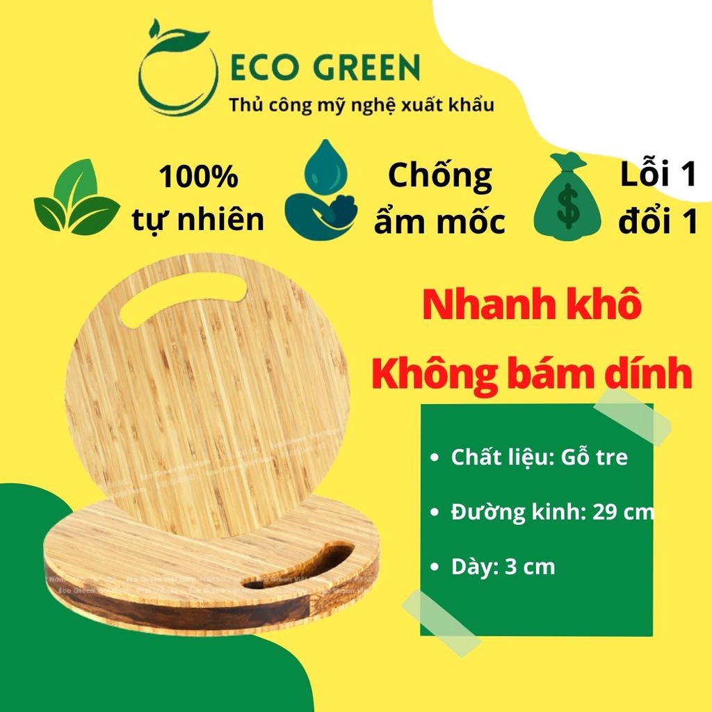 [Hàng Xuất Khẩu] Thớt tre chặt/ tre ép cường lực công nghiệp cao cấp chống mốc, kháng khuẩn, không tạo mùn | Eco Green