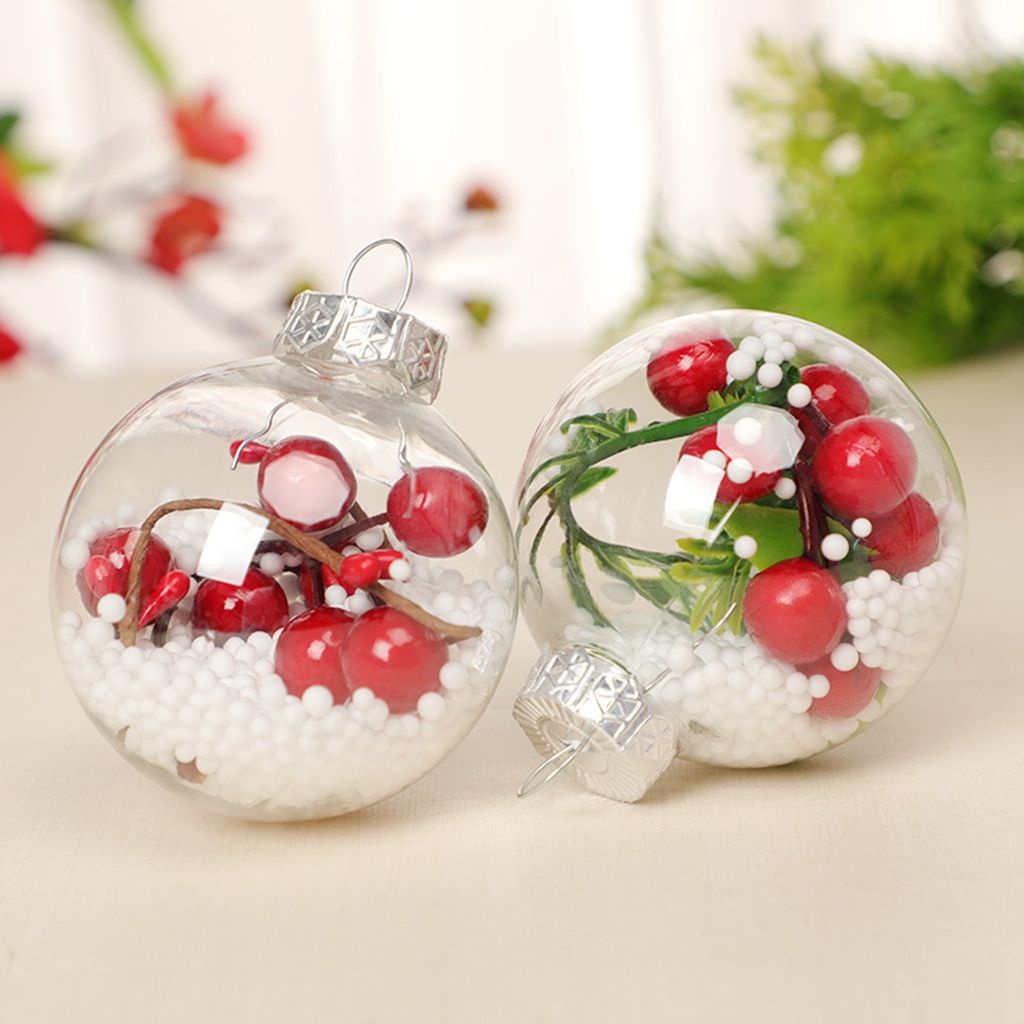 PEWANY Cute Christmas Pendant PET Decorative Balls Xmas Tree Ornaments DIY Crafts Hanging Ball Filling Berry Festival Gift Multi-Style Home Decoration