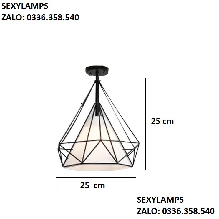 Đèn trần kim cương khung sắt sơn tĩnh điện fi 250