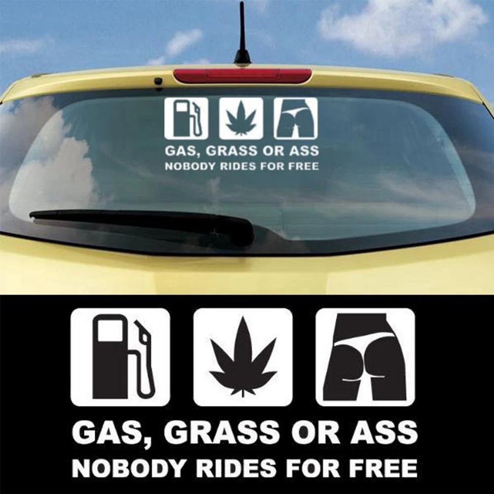 Funny Grass Carved Safety Warning Car Stickers / 19*9cm Automobile Self-Adhesive PVC Stickers / Car Exterior Decoration Decal