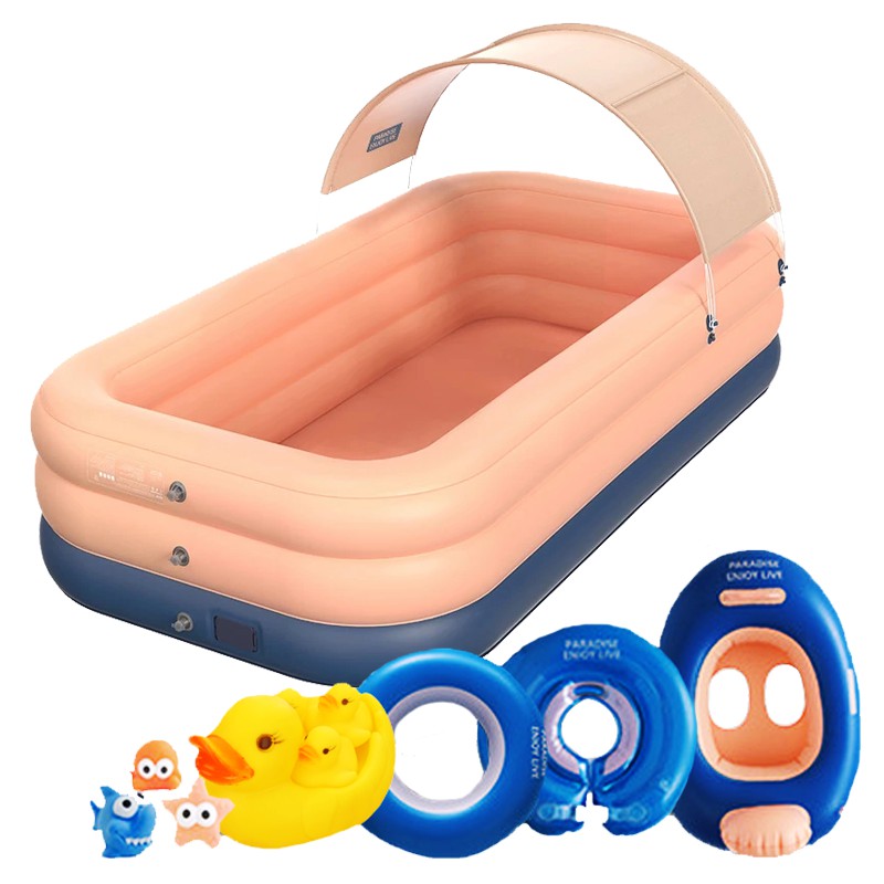 Bể Bơi Bơm Hơi Bể Bơi 3,1m + Máy Bơm + Đồ Chơi Bể Bơi Gia Đình Hình Chữ Nhật Bể Bơi Tự Bơm