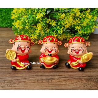 Bộ 03 tượng chibi Thần Tài may mắn size 6cm