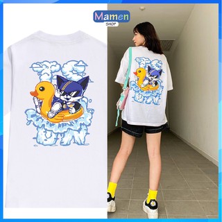 Áo thun tay lỡ UNISEX Nam Nữ kiểu Mamen Shop Tsun Summer Fox MA023, áo phông oversize Tsun Summer Fox MA023