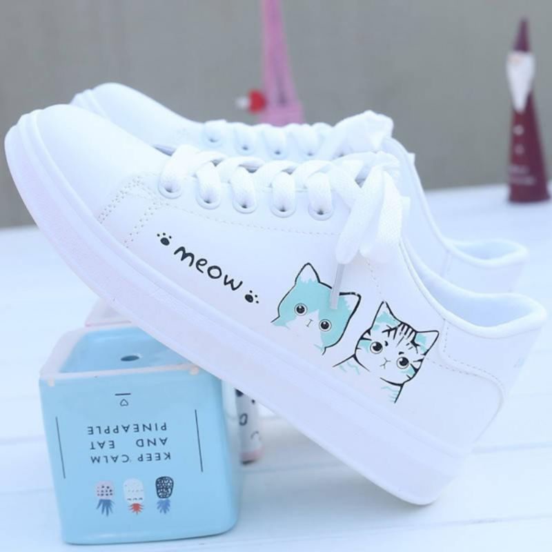 Giày bata trắng Meow HOT TREND, đi học, đi chơi dành cho học sinh - Có thể đi mưa nhẹ