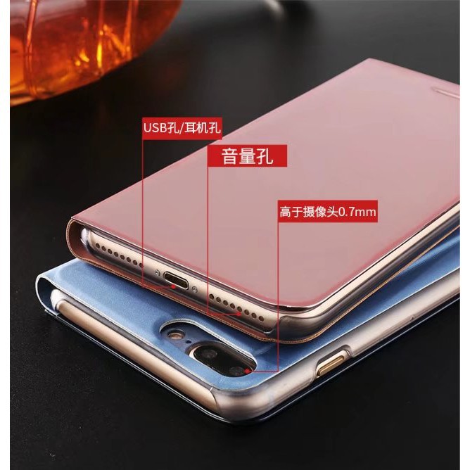Bao da điện thoại nắp gập tráng gương sang trọng cho iPhone 8 Plus | BigBuy360 - bigbuy360.vn