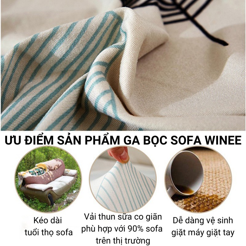 Ga bọc sofa vải bọc ghế sofa chữ L sofa 1/2/3/4 chỗ kèm hướng dẫn bọc vải thun sữa co giãn tặng 1 vỏ gối