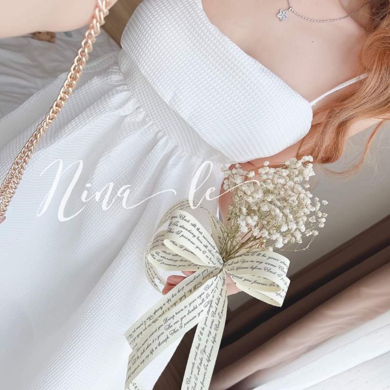 Đầm babydoll xốp 2 dây nơ lưng