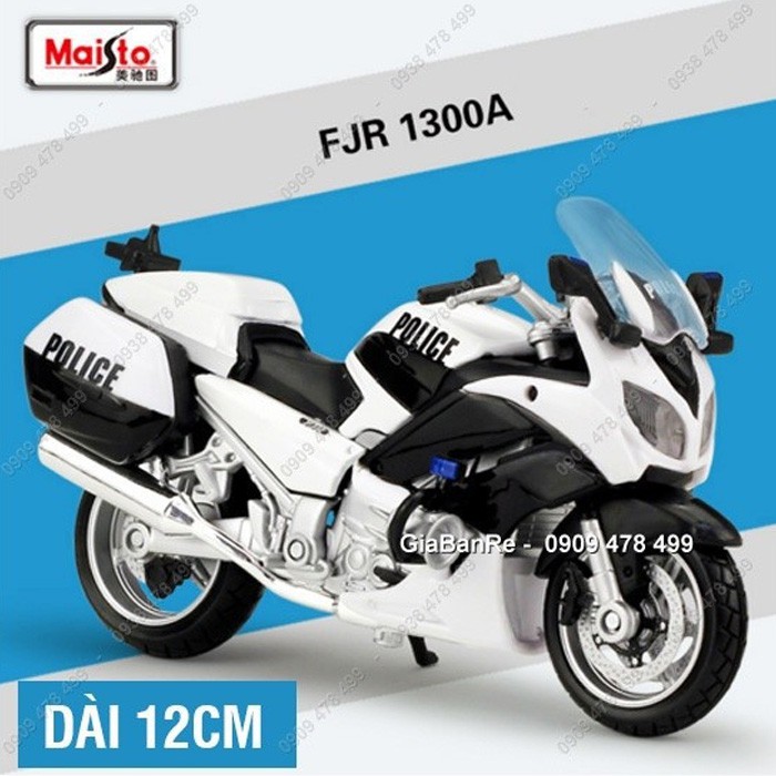 Xe Mô Hình 1:18 Moto Cảnh Sát Yamaha FJR 1300A - Maisto - Đen Trắng - 8888de