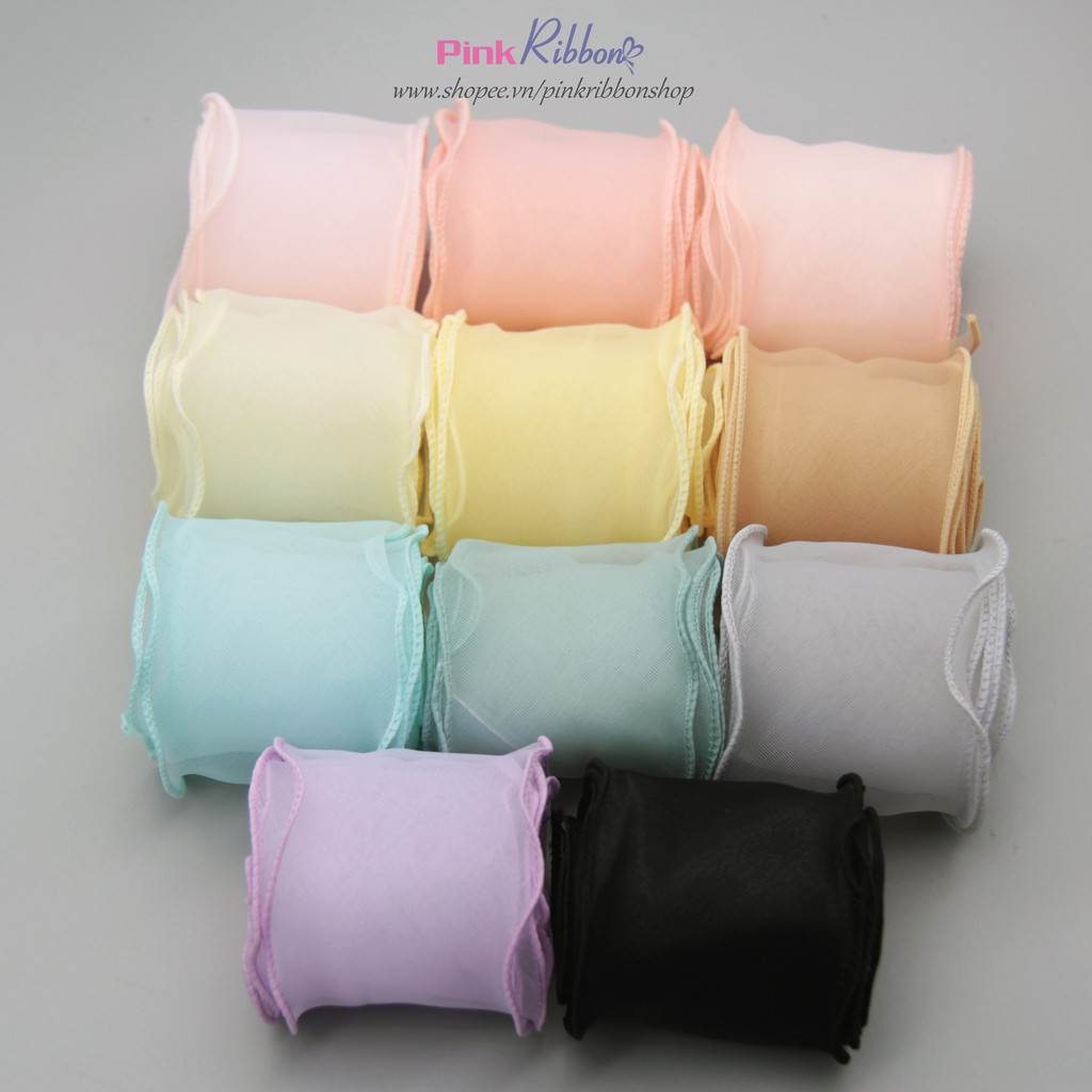 Ruy băng voan mờ viền bô đê 6cm