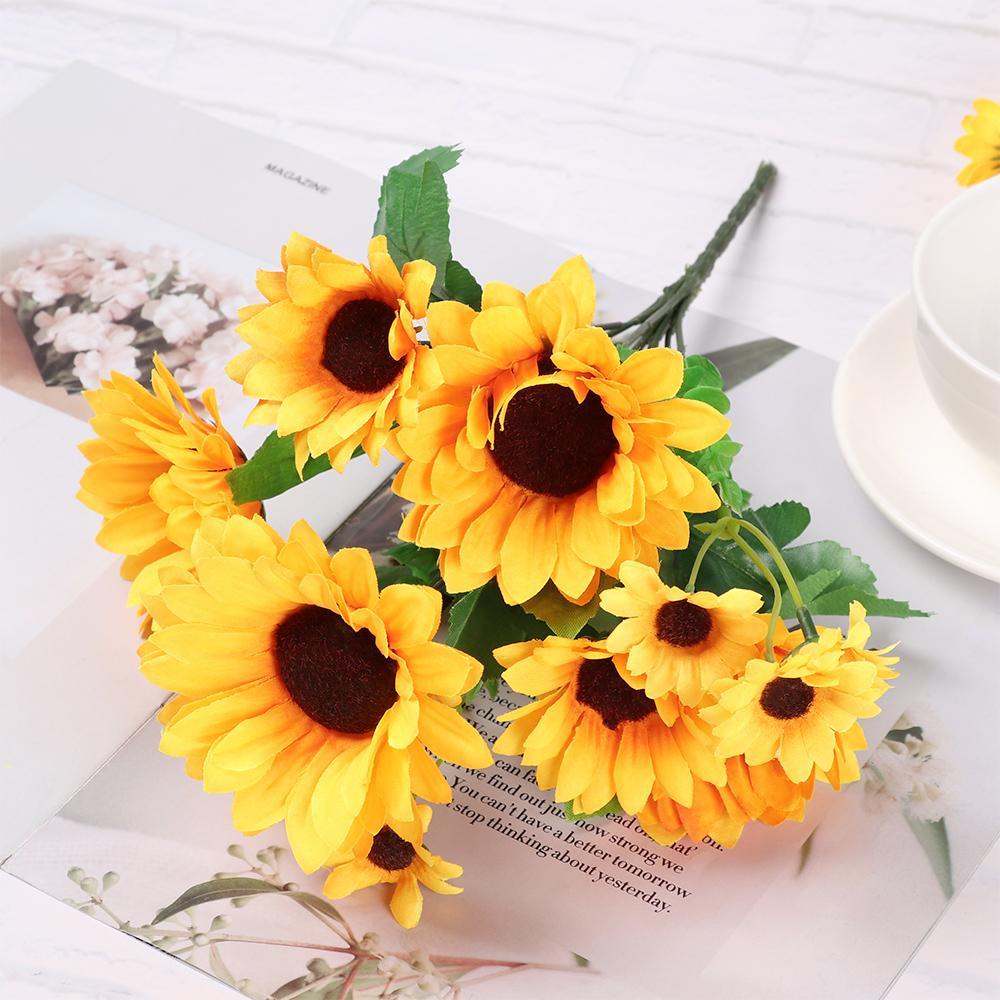 Bó Hoa Hướng Dương Vàng Giả 13 / 20 Bông Trang Trí