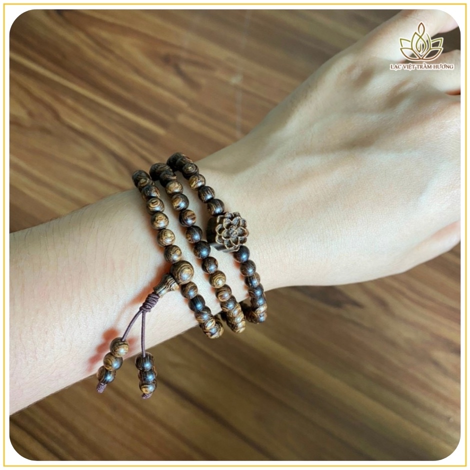 Vòng Tay Trầm Hương Chuỗi Tràng 108 Hạt Trầm Hoa Sen Sánh Chìm 5mm Vòng Phong Thủy Nữ Nam Bình An May Mắn Thịnh Vượng