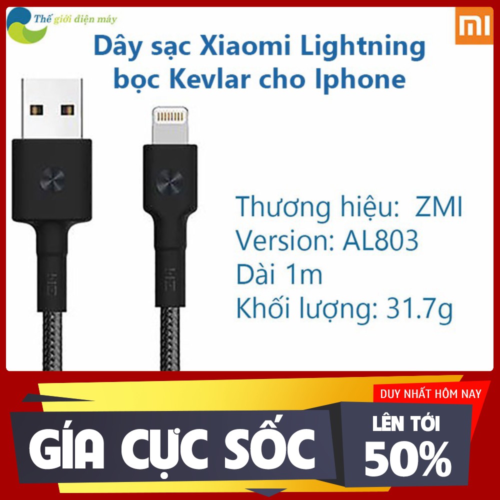 [ SALL OFF ] Dây Sạc Xiaomi Zmi lightning Siêu Bền Bọc Kevlar AL803 cho iphone ipad dài 1.1m chứng nhận MFI tương thích 