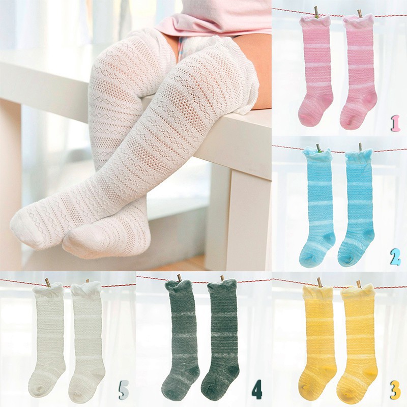 Tất cotton ngang gối đáng yêu cho bé gái