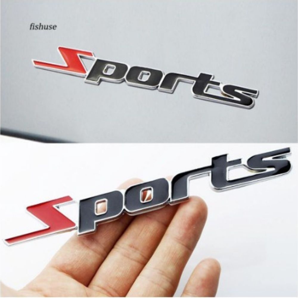 Logo tem 3D kim loại chữ SPORTS dán xe hơi ô tô