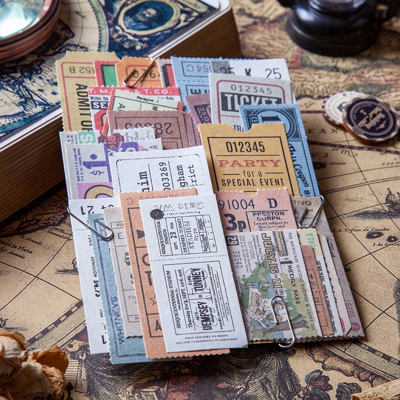 set 400 mẫu ticket tem vé vintage cổ điển trang trí sổ bullet journal winzige